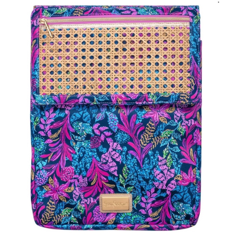 Lilly Pulitzer laptop iPad 14” computer case pink blue gold calypso coast
